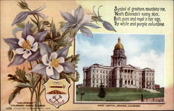 Colorado State Flower and Capitol Denver, CO State Flowers & Seals Postcard Postcard