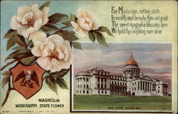 Mississippi State Flower and Capitol Jackson, MS State Flowers & Seals Postcard Postcard