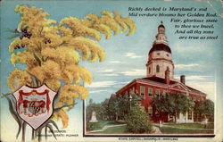 Maryland State Capitol and State Flower State Flowers & Seals Postcard Postcard