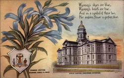 Wyoming State Flor and Capitol Cheyenne, WY State Flowers & Seals Postcard Postcard