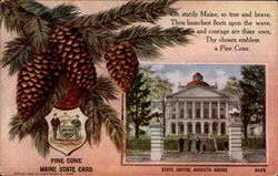 Maine State Symbol and Capitol Postcard