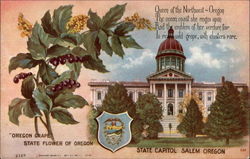 Oregon State Capitol and State Flower State Flowers & Seals Postcard Postcard