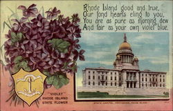 Rhode Island State Capitol and State Flower State Flowers & Seals Postcard Postcard