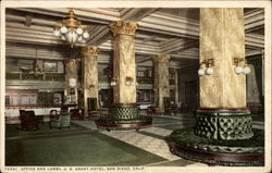 U.S. Grant Hotel Office and Lobby San Diego, CA Postcard Postcard