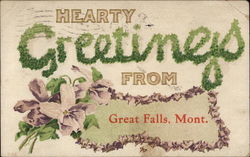 Hearty Greetings from Great Falls, Mont Postcard