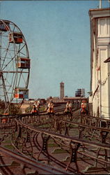 The Steeplechase and Ferris Wheel Coney Island, NY Postcard Postcard