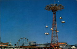 Beach View of Steeplechase Park Coney Island, NY Postcard Postcard