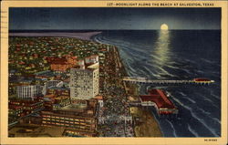 Moonlight Along The Beach Galveston, TX Postcard Postcard