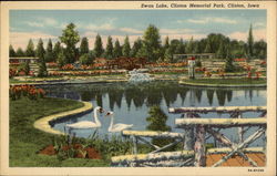 Swan Lake at Clinton Memorial Park Postcard