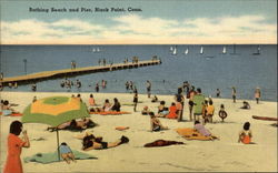 Bathing Beach and Pier Postcard