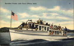 Excursion Cruiser, Lake Coeur d'Alene, Idaho Postcard