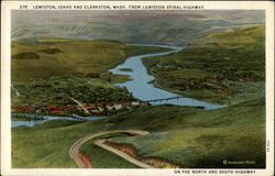 Leiston, Idaho, and Clarkston, Wash., from Lewiston Spiral Highway Postcard