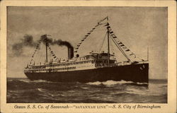 Ocean S.S. Co. of Savannah--"Savannah Line"--S.S. City of Birmingham Postcard