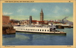 Ferry Boats Leaving Postcard