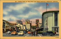 Looking North on Vine Street from Sunset Boulevard Postcard