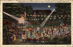 Amphitheatre and Dancing Under the Stars, Scaroon Manor on Schroon Lake New York Postcard Postcard