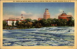 American Rapids above the Falls Looking from Goat Island Postcard