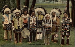 Native Americans in headresses,dance dress Native Americana Postcard Postcard