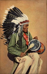 Pueblo Indian Drummer Postcard