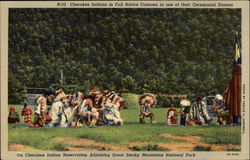 N-33 Cherokee Indians in Full Native Costume in one of their Ceremonial Dances Postcard