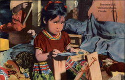 Seminole Girl Stringing Beads Postcard