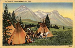 Indians Returning from the Hunt Native Americana Postcard Postcard