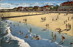 Beach Scene Showing Near Boardwalk Savannah Beach, GA Postcard Postcard