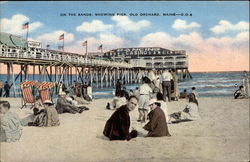 On the sands, showing pier Postcard