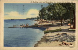 Bathing Beach and Shore Line, Rye Beach, Ohio on Lake Erie Postcard