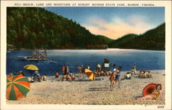 Beach, Lake and Mountains at Hungry Mother State Park Marion, VA Postcard Postcard