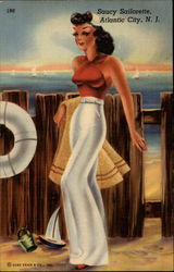 Saucy Sailorette Atlantic City, NJ Swimsuits & Pinup Postcard Postcard