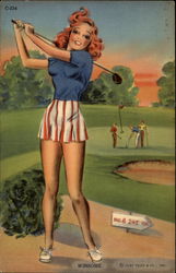 Beautiful Woman on Golf Course "Winsome" Swimsuits & Pinup Postcard Postcard