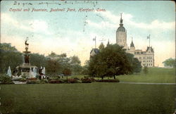 Capitol and Fountain, Bushnell Park Postcard