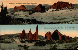 Two Views of Garden of the Gods Postcard