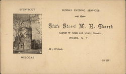 State Street M. E. Church Sunday Services Postcard