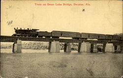 Train on Swan Lake Bridge Postcard