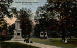 Soldiers Monument and Common, Brattleboro, Vt Postcard