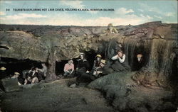 Tourists Exploring Hot Lava Caves, Volcano Kilauea Hawaii Postcard Postcard