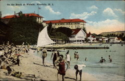 On the Beach at Waikiki Honolulu, HI Postcard Postcard