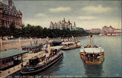 Scotland yard and Whitehall court from Westminster bridge, London Riverboats Postcard Postcard