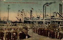 Cotton bale scene on the levee New Orleans, LA Postcard Postcard