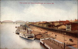 The Levee and New Free Bridge St. Louis, MO Postcard Postcard