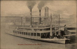 Steamer Cincinnati at the warf Steamers Postcard Postcard