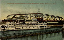 Excursion Steamer Passing through Mississippi Bridge Postcard