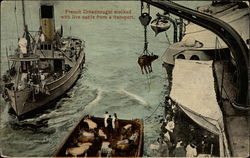 French dreadnought stocked with live cattle from a transport Postcard