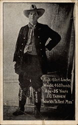 J.G. Tarver. "World's Tallest Man" - Autographed Men Postcard Postcard