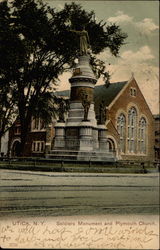 Soldiers Monument and Plymouth Church Utica, NY Postcard Postcard