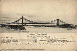 Manhattan Bridge Over the East River at New York City Postcard