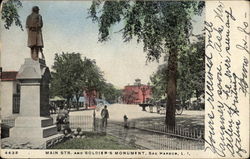 Main Street and Soldier's Monument Postcard