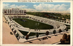 Erie Academy High School and Stadium Pennsylvania Postcard Postcard